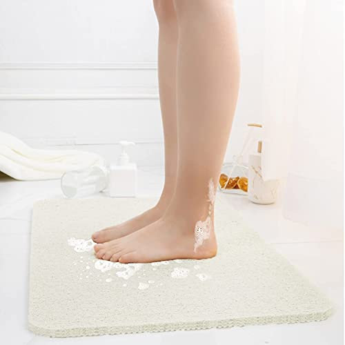 Kesfey Tapis de bain antidérapant en luffa pour salle de bain, baignoire, toilettes, cuisine, hôtel (blanc, 61 x 40,6 cm)