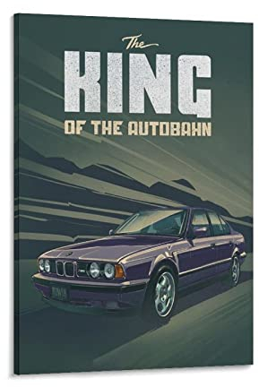 ASDSA Vintage-Auto-Poster BMW E34 M5, Leinwand-Kunstposter und Wandkunst, Bild, Druck, modernes Familienschlafzimmer-Dekor-Poster, 20 x 30 cm