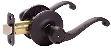 Design House Scroll Privacy Door Lever, Matte Black