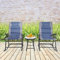 GIANTEX Schaukelstuhl Set klappbar, Balkonmöbel Set 3 teilig mit 1 Couchtisch & 2 Schaukelstühle, Bistro-Set Gartenliege Liegestuhl Outdoor, Balkon Set 2 Personen für Balkon Garten (Blau)