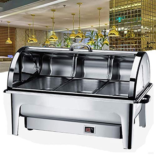 OYhmc Scaldavivande per Buffet Scaldavivande Elettrico per Feste e Buffet, Chafer Chafing Dish in Acciaio Inox, Servi Buffet e Scaldavivande per Catering e Feste, Temperatura Regolabile 35-85°