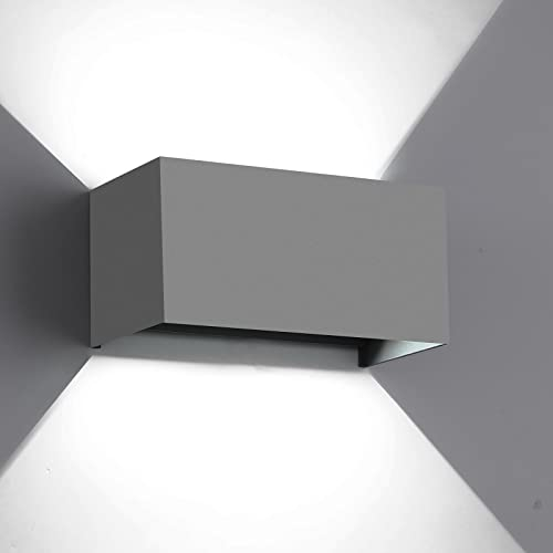 24W LED Wandleuchte Innen/Außen Modern Up Down Wandlampe Einstellbarer Winkel Wandleuchten aus Aluminium Dunkelgraues Außenwandleuchten LED IP65 Wasserdichte wandbeleuchtung Kaltweiß 6000K für Flur