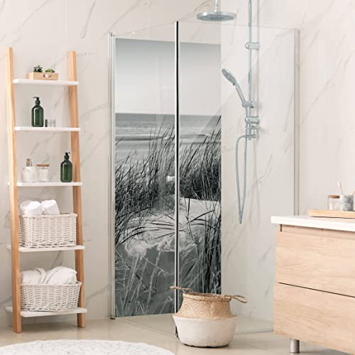 Bilderwelten Duschrückwand Folie 200x100 cm Stranddüne am Meer Schwarz-Weiß Bad-Rückwand Motiv fugenlose Wandverkleidung Dusche
