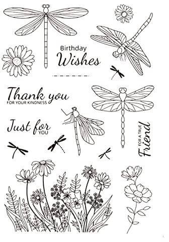 arriettycraft Libelle Blumen Silikon-Stempel für Scrapbooking Transparente Siegel Silikonsiegel für Kartenherstellung Dekoration und DIY Sammelalbum
