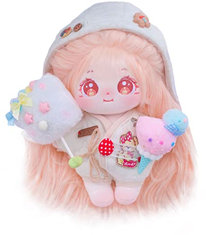 niannyyhouse 20 cm große Plüschpuppe, langes Haar, Mädchen, humanoider Stoffkörper, kein Attribut, 20,3 cm, normaler Körper, Verkleidet Sich als Geschenk (a-13 - mit Skelett)