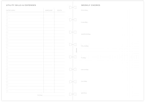 Filofax Household Planner Notebook Refill - A5