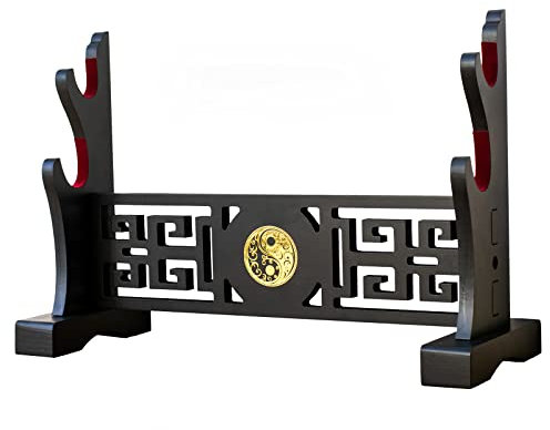 FOXSMZZ Porta spada in velluto giapponese imbottito Katana Stand Samurai Display Rack Support All Tanto Spade (Tai Chi-2)