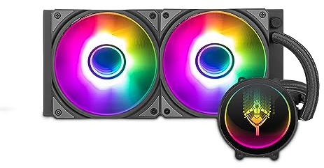 YEYIAN Sistema de Refrigeración Líquida para CPU Serie PC Gaming para Ordenador de Sobremesa Silencioso | 2 Ventiladores RGB 240mm | 2000 RPM | (Nuevo 2023)