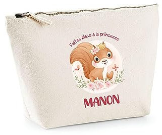 Trousse Manon Princesse écureuil| Pochette Enfant Mignonne Toilette Maquillage Idée Cadeau pour Jeune
