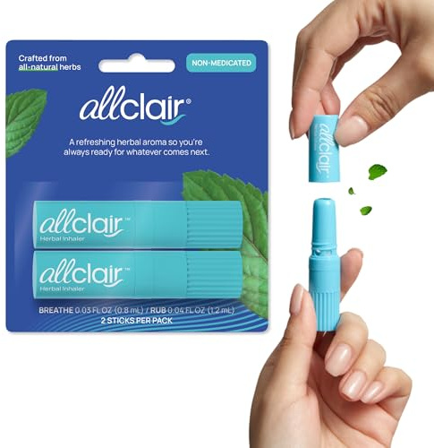 Allclair Nausea Relief Inhaler for Motion & Morning Sickness – Fast-Acting, Non-Drowsy, Natural Alternative to Pills & Patches, Travel Essential (2 Inhalers)