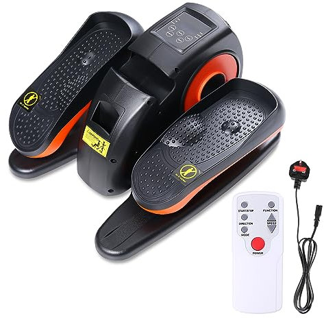 Under Desk Elliptical Trainer Pedal Exerciser Elliptical Machine, LCD Monitor Elliptical Stepper with Remote Control, 5 Speed Adjustable, Black