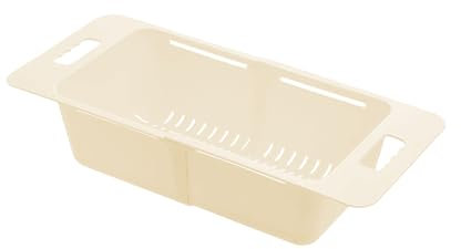 Onerbuy Collapsible Colander Kitchen Extendable Strainer Basket, Adjustable Fruits and Vegetables Strainer Over The Sink for Kitchen, Set of 1 (Beige)