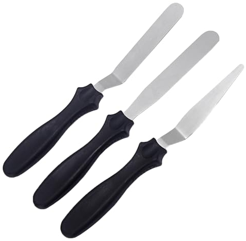 Lot de 3 couteaux à palette à gâteaux pour accessoires de cuisson, spatules coudées pour glaçage et pâtisserie