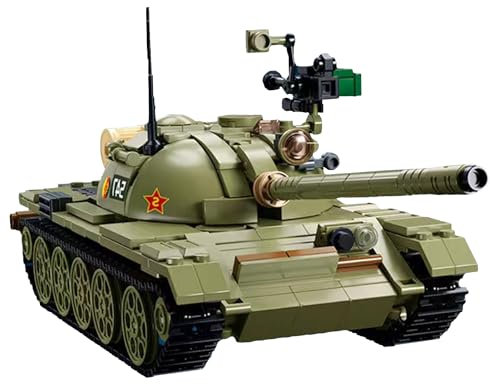 Tarcury 3in1 T-54/T-55 Mittlerer Panzer-Bausatz - Armee-Set mit 2 Spielzeugsoldaten, Maßstab 1:35, 604 Teile - Spaßiges Militärmodell-Set für Kinder und Erwachsene