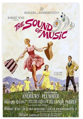 Filmposter The Sound of Music, Leinwand-Poster, Wandkunst, Dekor, Bild, Gemälde für Wohnzimmer, Schlafzimmer, Dekoration, ungerahmt, 40 x 60 cm