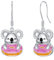 Koala Ohrringe 925 Sterling Silber Donut Hängend Schmuck Geschenke für Damen Mädchen
