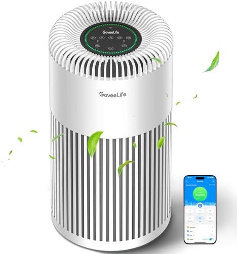 GoveeLife - Smart Air Purifier for Home, Large Room up to 1524 sq.ft with Washable Filter, Built-in PM 2.5 Air Quality Sensor, WiFi, H13 Air Purifier