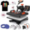 Heat Press Machine, 12 x 38.1 cm, 6 in 1 Heat Press, 800W Sublimation Machine, 360° Rotation Swing-Away Heat Press, Dual Tube Heating Printing for DIY T-Shirts Cap Mugs Black