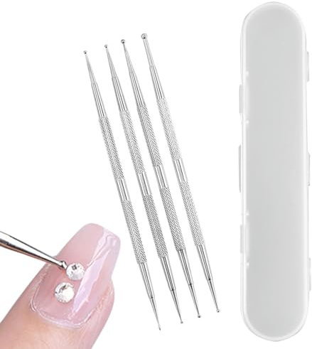 Dotting Tools, 4PCS Professional Ball End Nail Art Tools, Nail Art Brushes Detail Pen, Nail Dotting Tool Design Tools, Stailess Steel Dotting Pen Tool Rhinestone Picker Tool