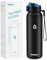 WEMEET Gourde en acier inoxydable 1000 ml avec paille amovible [acier inoxydable 18/10] sans BPA avec sangle amovible pour café, thé, parfaite pour l'extérieur, le travail, les enfants, l'école noire