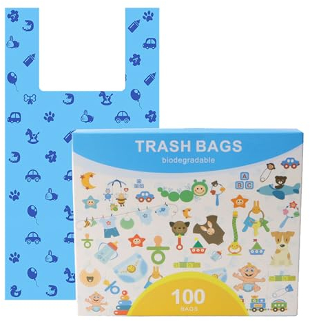GNAUMORE Sacs à Couches,Sacs à Couches Jetables,Sacs à Couches Parfumés,Sacs à Couches Jetables avec Poignée à Nouer,Poubelles à Couches Parfumées,Anti-fuites Sacs à Couches,Anti-odeurs Sac à Couches