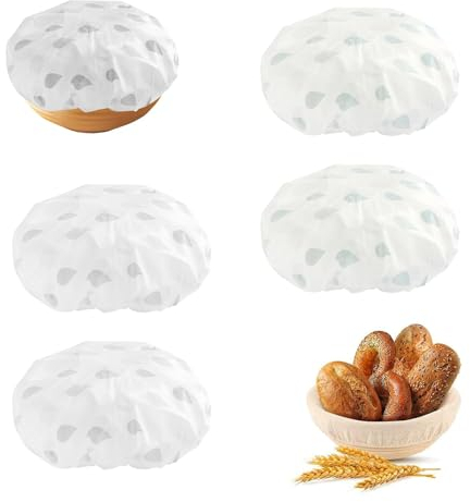 ACTIMED 4Pcs Bowl Covers Set, Bread Cover for Rising, Adjustable Elastic, Reusable, Cotton & EVA, Blue, Gray, White