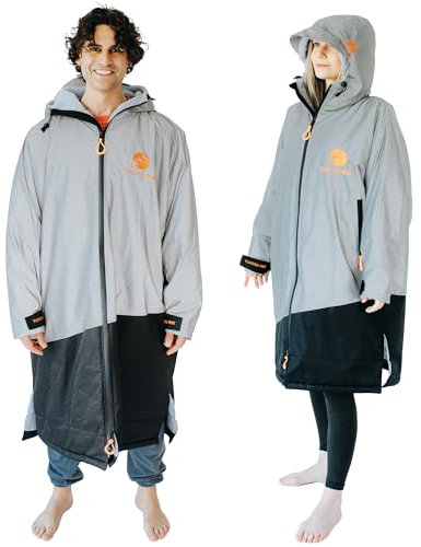 Tundra Fox Ultra Reflective Changing Robe Hooded Coat – Waterproof Hi Vis Jacket - Long Sleeve, Quick Drying Fleece Lining for outdoor activities like Wild Swimming, SUPing, Dog Walking & Surfing.