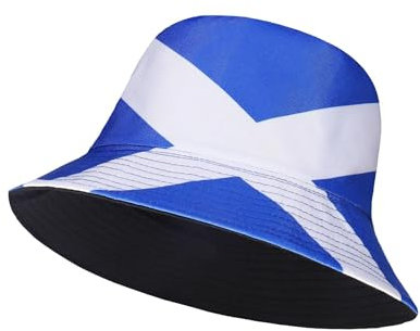 Molten Creek® Unisex Scotland Bucket Hat, Scotland Flag Hat, Reversible, Cotton Bucket Hat, Sun UV Protection, World Cup Fans, Football, Sports Events, One Size