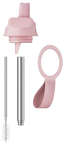 Chilly's Series 2 Sports Flip Lid with Telescopic Straw and Nylon Carry Loop - Easy Flip Lid, Straw Cleaning Brush Included - Accessory Series 2 Water Bottles - Blush Pink