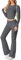 IWOLLENCE Hausanzug Damen Jogginganzug Set Lounge Set 2 Teiler Sportanzug Damen Y2K Outfit Homewear mit Crop Top und Schlaghosen (Dunkelgrau, L)