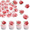 40 Stück Essbar Rosenblüten Cupcake Toppers Rosenblume Tortendeko Reis Papier Waffel Papier Kuchen Deko für Rosa Blume Thema Baby Dusche Braut Dusche Kinder Geburtstag Party Kuchen Dekorationen Rosa