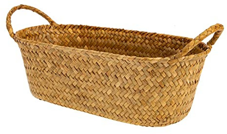 hohler Aufbewahrungskorb Obstbehälter geflochtene Körbe aus Seegras storage boxes aufbwahrungs-box Geflochtener Aufbewahrungskorb Strohkorb für den Haushalt Mattes Gras Orange GREENADSCAPE