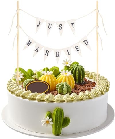 Hochzeits Kuchen Girlande Tortendeko 'JUST MARRIEDRetrostil Hochzeitstorte Logo Deko Hochzeits Verlobungsfeier Cake Topper Wimpelkette Dekoration Flagge