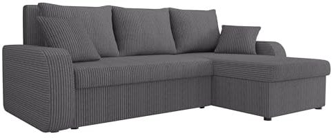 Mirjan24 Ecksofa Kristofer Cord, Design Eckcouch, Couch mit Schlaffunktion, Zwei Bettkasten, Wohnlandschaft, Bettfunktion L-Form Sofa, Ottomane universell (Poso 22)