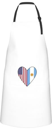 Anceky Delantal impermeable con bolsillos y diseño de la mitad de la bandera argentina y la mitad de la bandera de EE. UU. para chefs caseros y barbacoas para hombres y mujeres