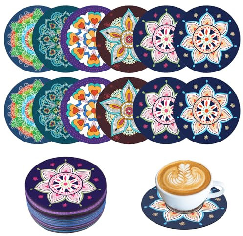 Sottobicchieri in Gomma 12 Pezzi, Rotondi Antiscivolo Sottobicchiere 12 cm, Sottobicchieri per Bevande, Lavabili Sottobicchieri per Bicchieri, Assorbenti per Bevande, per Festa, Casa (Colore II)