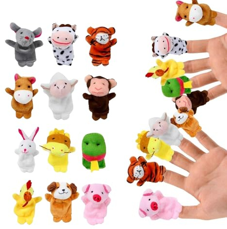 Belligern Finger Puppets 12 Pcs Cute Cartoon Animal Mini Plush Finger Puppets for Toddlers, Unisex, Multicoloured