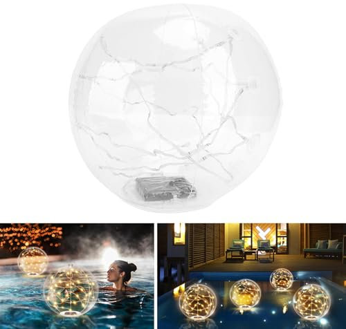 HEEPDD Schwimmende Solar-Lichter, Poolkugeln, IP68, Solar-Energie, aufblasbar, mit Fernbedienung, für Pool, Snowy Beach, Yard Wedding