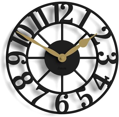 Jones Clocks® Lighthouse wall clock | Sculptural skeleton clock | Black | Elegant raised moulded numerals | Decorative design ideal for kitchen, living room or bedroom