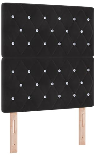 vidaXL Boxspringbett mit Matratze Schwarz 80 x 200 cm Samt, Moderne Bettgestell, stilvolles Schlafzimmermöbel, langlebige Schaumstoffmatratze, ergonomischer Komfort