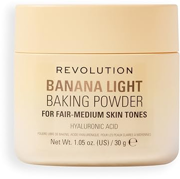 Revolution Loose Baking Powder, Banana Light, 30g | Makeup Setting Powder, Long-Lasting Coverage, Mattifies & Reduces Shine, Vegan & Cruelty-Free, 32g