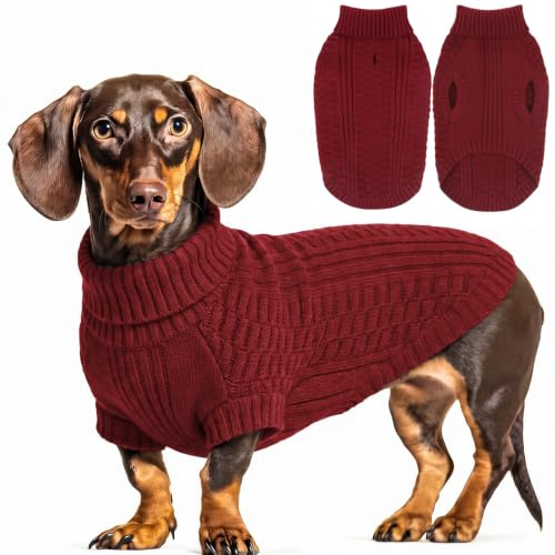 CITÉTOILE Hundepullover Strickjacke Rollkragen Ärmellos Rot M | Weiches Fleece, Atmungsaktiv, Bequem, Ideal für kleine & mittelgroße Hunde, Warme Welpenkleidung