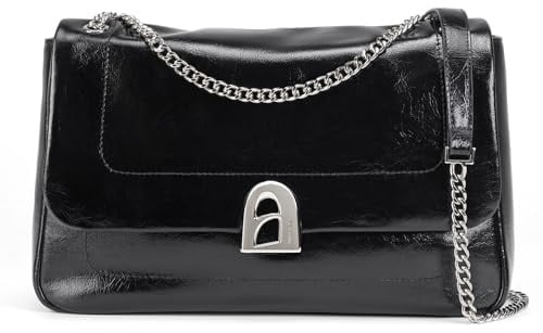 LA FESTIN Designer Umhängetasche für Damen, trendige Crossbody Geldbörse mit Kettenriemen, Herbst Echtleder Handtasche