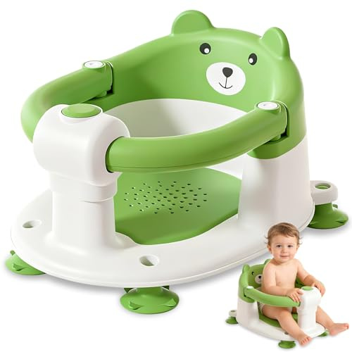 Vautvis Baby Badewannensitz, Badewannensitz Ab 6 Monate, Badesitz Baby Badewanne Sitz, 360° Rundumschutz, Duschsitz Kleinkind Rutschfester Badesessel Für Neugeborene (Green)