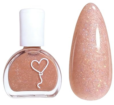 Nude Glitter Nail Polish - Quick Dry & Long Lasting - Glossy Breathable Nail Varnish - Non-Toxic Holographic Paint for DIY at Home Nail Art Manicure (Nude Glitter)