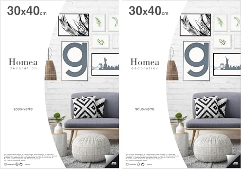 Homéa, Sous-Verre pour Photo ou Affiche 30 x H40 cm en Verre Transparent (Lot de 2)