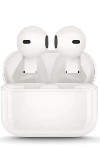 NoveltyThunder Bluetooth Wireless Earphones In Ear Mic Compatible with iPhone 17 Pro Max iPhone 16 15 14 13 12 11, HiFi Stereo Bluetooth Earphones,Touch Control True Wireless Headphones (White)