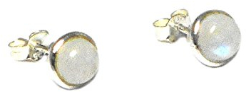 Boucles d'oreilles en argent sterling 925 avec pierre de Lune ronde 7 mm (MSST2212161)
