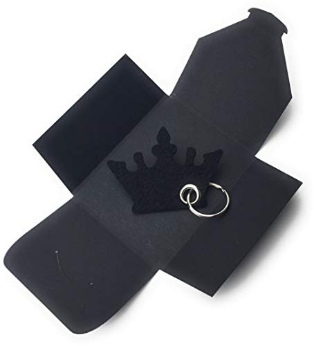 Schlüsselanhänger aus Filz - Krone/Prinzessin - schwarz - als Geschenk, Glücksbringer, Prinzessin mit Öse und Schlüsselring - Made-in-Germany