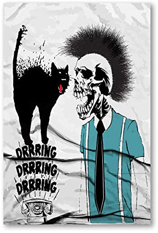 Postereck - 2017 - Hipster Schädel, Katze Punk Telefon Krawatte - Spruch Schrift Wandposter Fotoposter Bilder Wandbild Wandbilder - Poster - 4:3-81,0 cm x 61,0 cm
